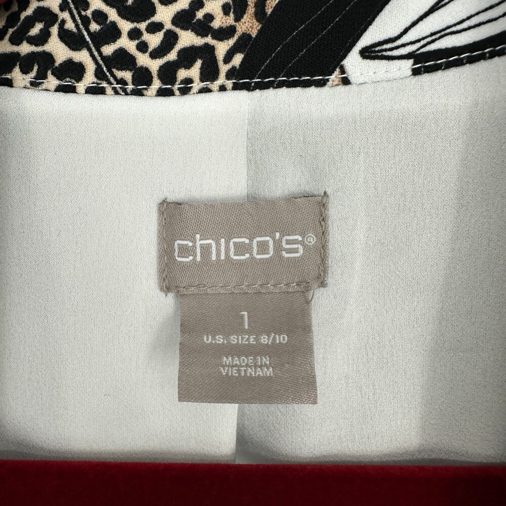 Chico's Draped Open Blazer Tropical Print Stretch Knit 3/4 Sleeve Womens 1 8/10 - Picture 6 of 8